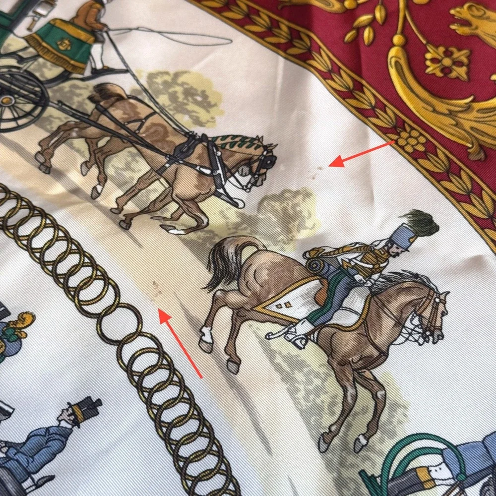 Vintage Hermes La Promenade‎ De Longchamps Silk Scarf Burgundy Philippe Ledoux